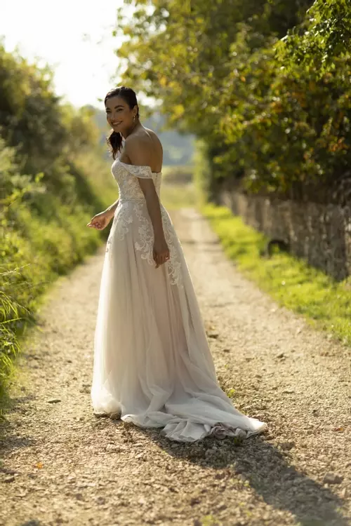 Skye W390 Contemporary Lace Strapless Wedding Dress True Bride